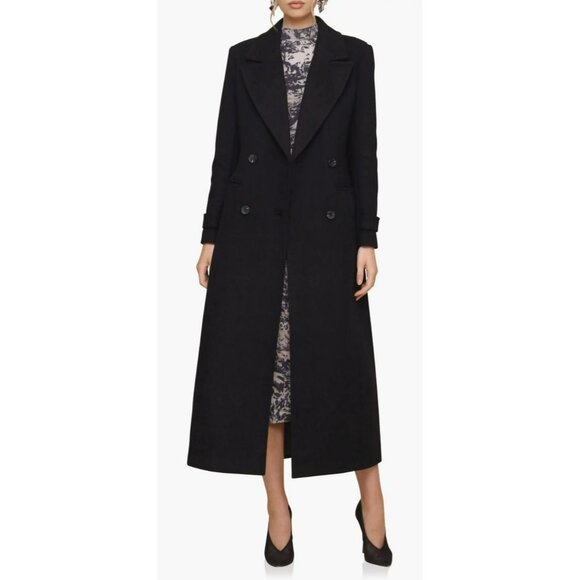 Avec Les Filles Navy Double-Breasted Long Coat Size Small Wool Blend NWT - Picture 1 of 8